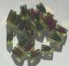 20 8x4mm Green Multi Iris Faceted Tubes